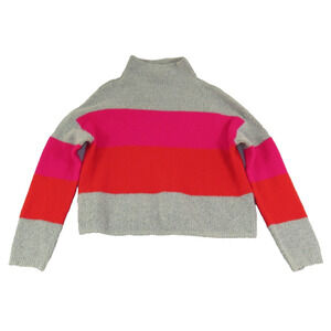 Cliche Wool Blend Mock Neck Stripped Cozy Soft Fine Knit Sweater Women's Size‎ L